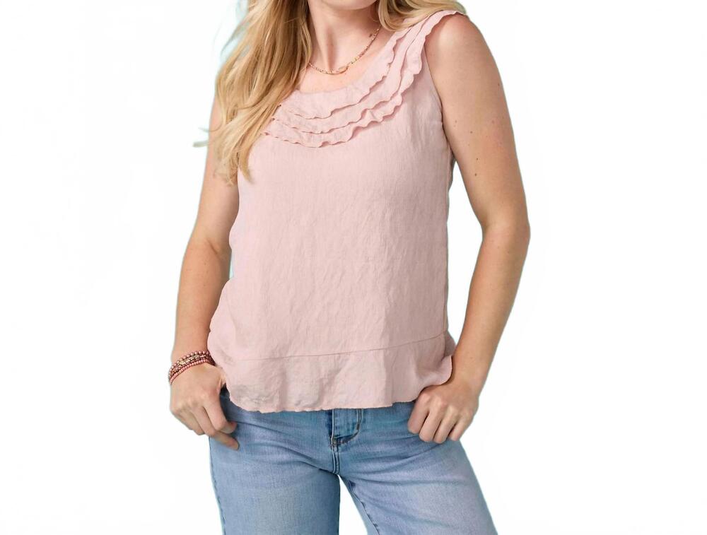 NEW COCO + CARMEN greer ruffle neck tank in pink